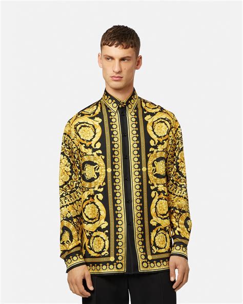 versace checkered shirt|versace barocco silk shirt.